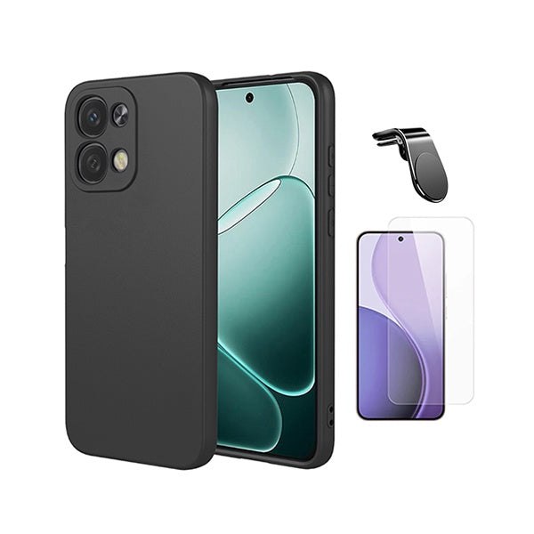Kit Vidro Temperado Cleargorilasglass + Capa Proteção Silicone + Suporte Magnético L GIFT4ME Para Oppo A6 Pro - Preto