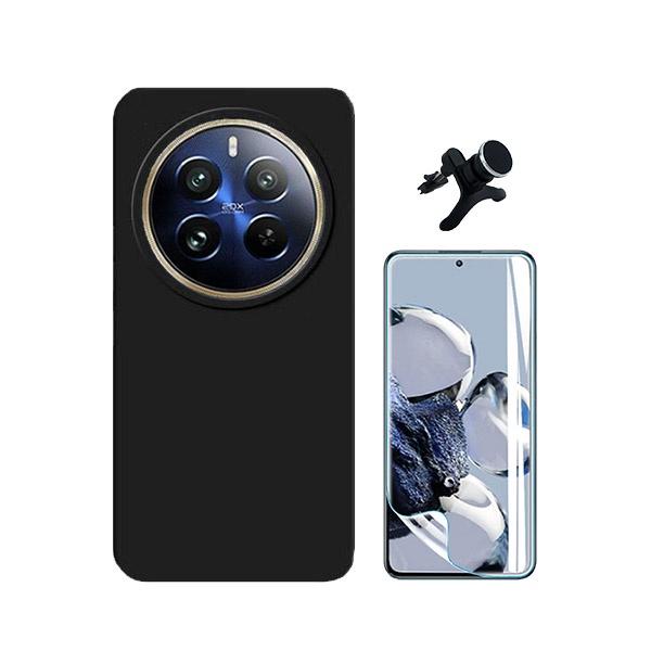 Kit Película ProtectOra de Hydrogel Frente + Capa Proteção Traseira Silicone + Suporte Magnético Com Pernas GIFT4ME para Realme 12 Pro 5G - Preto