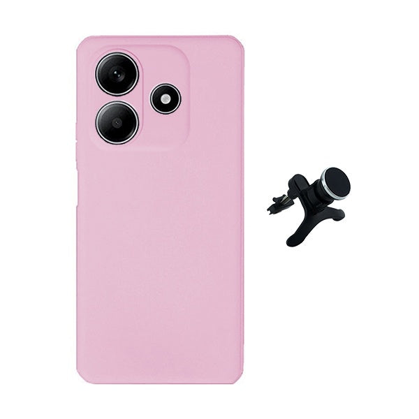 Kit Suporte Magnético Com Pernas + Capa Proteção Silicone Gift4Me Para Xiaomi Redmi Note 14 - Rosa
