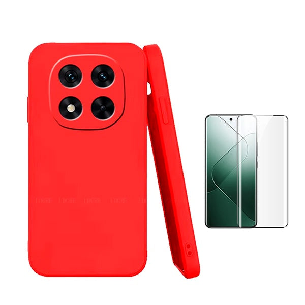 Kit Película de Vidro Temperado Gorilasglass Curvado + Capa Proteção Silicone Gift4Me Para Xiaomi Redmi Note 14 Pro + Plus - Vermelha