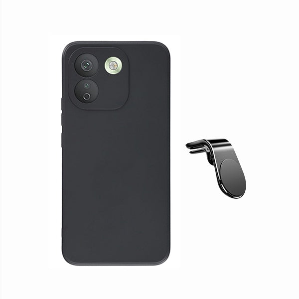 Kit Suporte de Carro Magnético L + Capa Proteção Silicone GIFT4ME Para Xiaomi Redmi Note 17 Pro Max 5G - Preto