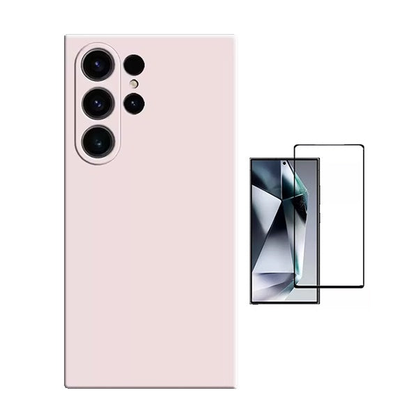 Kit Película de Vidro Temperado Gorilasglass + Capa Proteção Silicone Gift4Me Para Samsung Galaxy S25 Ultra - Rosa