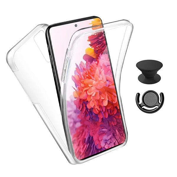Kit Capa 360° Proteção Frente e Verso + 1 Handholder + 1 Suporte Handholder Preto Gift4Me Para Xiaomi 12T - Transparente/Preto