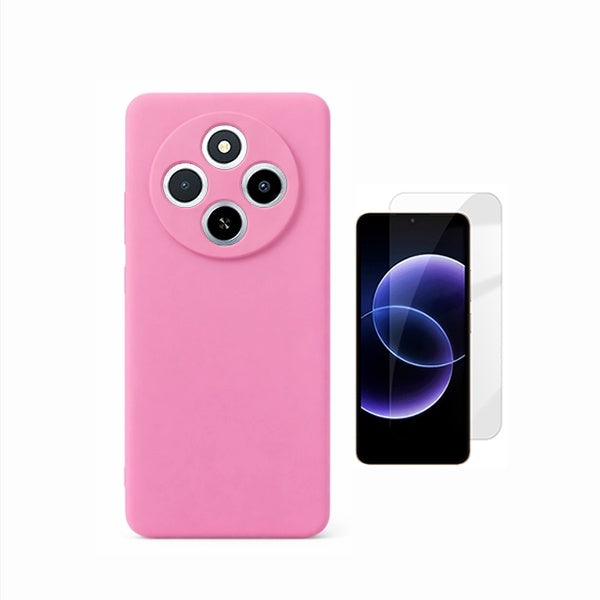 Kit Vidro Temperado Cleargorilasglass + Capa Proteção Silicone GIFT4ME Para Xiaomi Redmi 17C 4G - Rosa