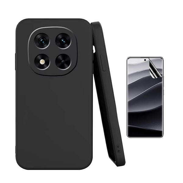 Kit Película Protectora de Hydrogel Frente + Capa Proteção Silicone Gift4Me Para Xiaomi Redmi Note 14 Pro - Preto