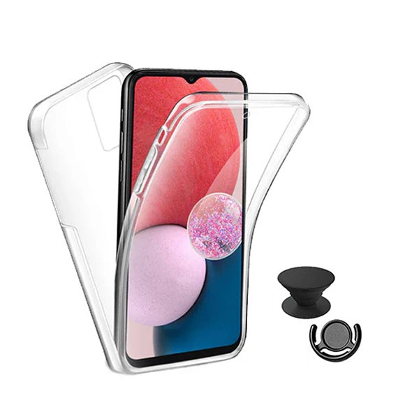 Kit Capa 360° Proteção Frente e Verso + 1 Handholder + 1 Suporte Handholder Preto GIFT4ME Para Xiaomi Poco C85 - Transparente/Preto