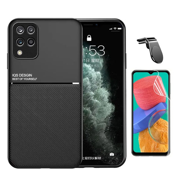 Kit Capa Traseira Magnética Anti Choque + Película Protectora de Hydrogel Frente + GIFT4ME Para Samsung M33 5G - Preto