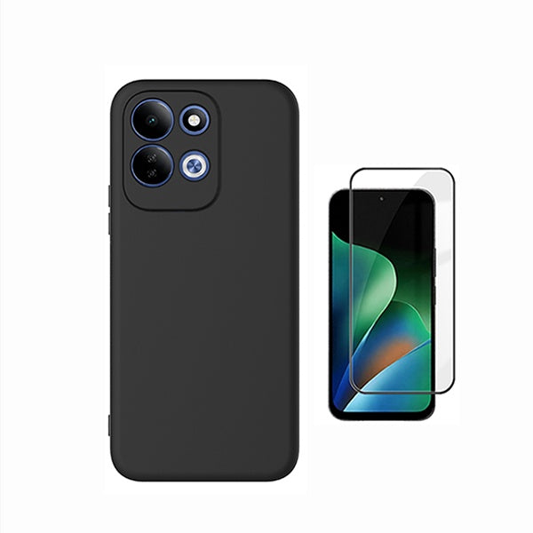 Kit Película de Vidro Temperado Gorilasglass + Capa Proteção Silicone GIFT4ME Para Xiaomi Redmi 17 5G - Preto