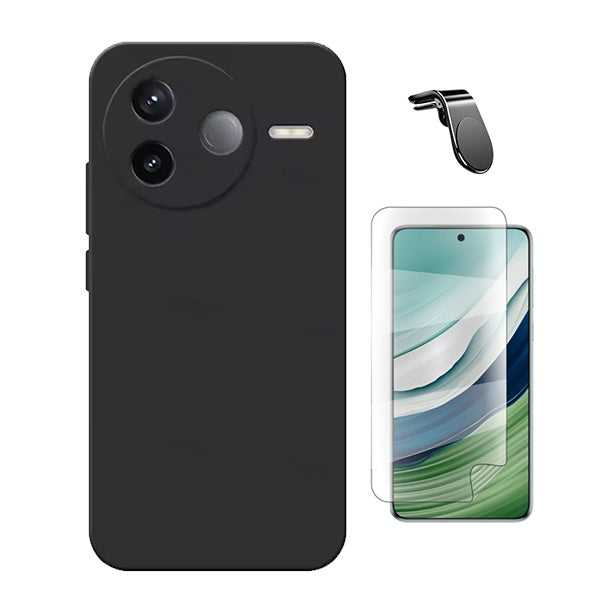Kit Película Protectora de Hydrogel Frente + Capa Proteção Silicone + Suporte Magnético L GIFT4ME Para Xiaomi Poco F7 Ultra - Preto