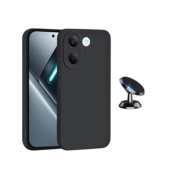 Kit Suporte Magnético + Capa Proteção Silicone GIFT4ME Para Xiaomi Poco X8 Pro 5G - Preto