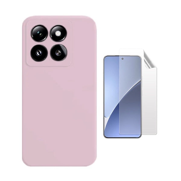 Kit Película Protectora de Hydrogel Frente + Capa Proteção Silicone Gift4Me Para Xiaomi 15 - Rosa