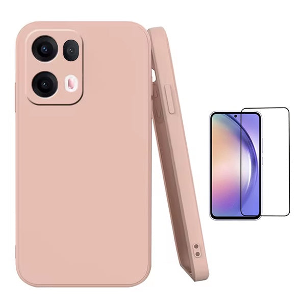 Kit Película de Vidro Temperado Gorilasglass Curvado + Capa Proteção Silicone GIFT4ME Para Oppo Reno13 Pro - Rosa