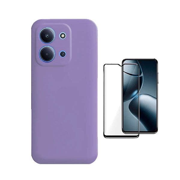 Kit Película de Vidro Temperado Gorilasglass + Capa Proteção Silicone GIFT4ME Para Xiaomi Poco C85 - Roxo