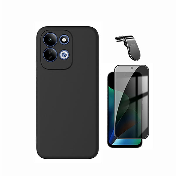 Kit Película de Vidro Temperado Privacidade + Capa Proteção Silicone + Suporte Magnético L GIFT4ME Para Xiaomi Redmi 17 5G - Preto