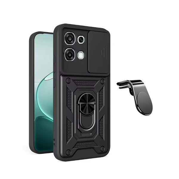 Kit Suporte de Carro Magnético L + Capa de Proteção Militar Magnética Janela Deslizante GIFT4ME Para Oppo A6 Pro - Preto