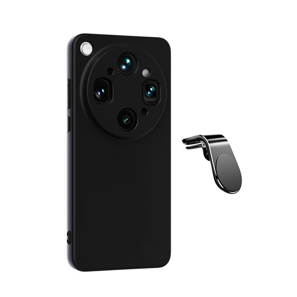 Kit Suporte de Carro Magnético L + Capa Proteção Silicone GIFT4ME Para Oppo Find X9 Ultra - Preto