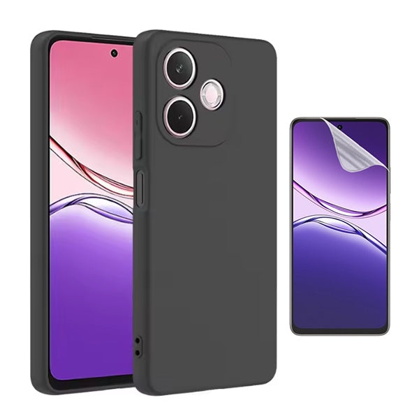 Kit Película Protectora de Hydrogel Frente + Capa Proteção Silicone GIFT4ME Para Oppo A5 Pro 4G - Preto