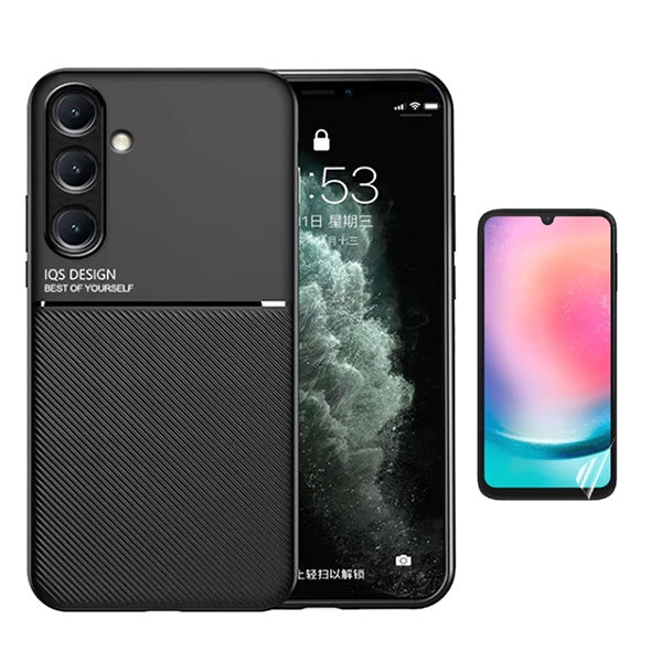 Kit Capa Traseira Magnética Anti Choque + Película Protectora de Hydrogel Frente GIFT4ME Para Samsung Galaxy A24 4G - Preto