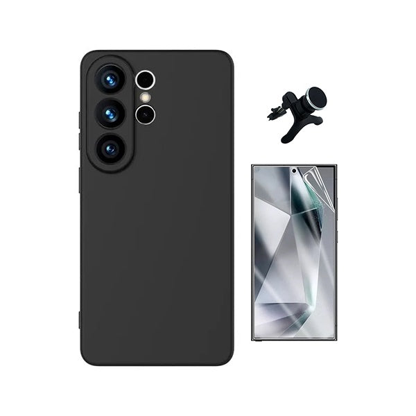 Kit Película Protectora de Hydrogel Frente + Capa Proteção Silicone + Suporte Reforçado de Carro GIFT4ME Para Samsung Galaxy S26 Ultra - Preto