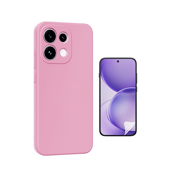 Kit Película Protectora de Hydrogel Frente + Capa Proteção Silicone GIFT4ME Para Oppo Reno16 F 5G - Rosa