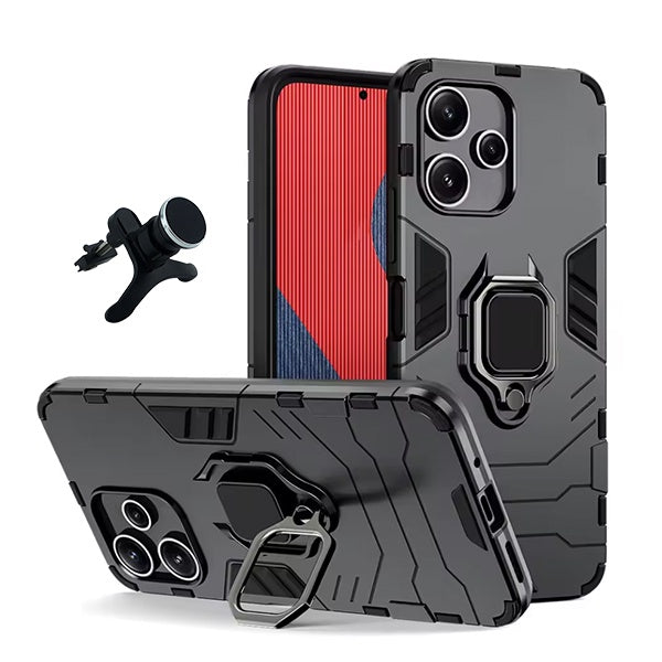 Kit Suporte Magnético Com Pernas + Capa de Proteção Militar Magnética Gift4Me Para Xiaomi Redmi Note 14 - Preto
