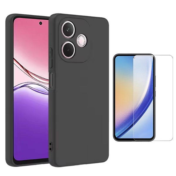 Kit Vidro Temperado Cleargorilasglass + Capa Proteção Silicone GIFT4ME Para Oppo A5 Pro 5G - Preto
