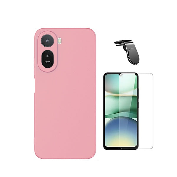 Kit Vidro Temperado Cleargorilasglass + Capa Proteção Silicone + Suporte Magnético L GIFT4ME Para Xiaomi Redmi A7 Pro 4G - Rosa