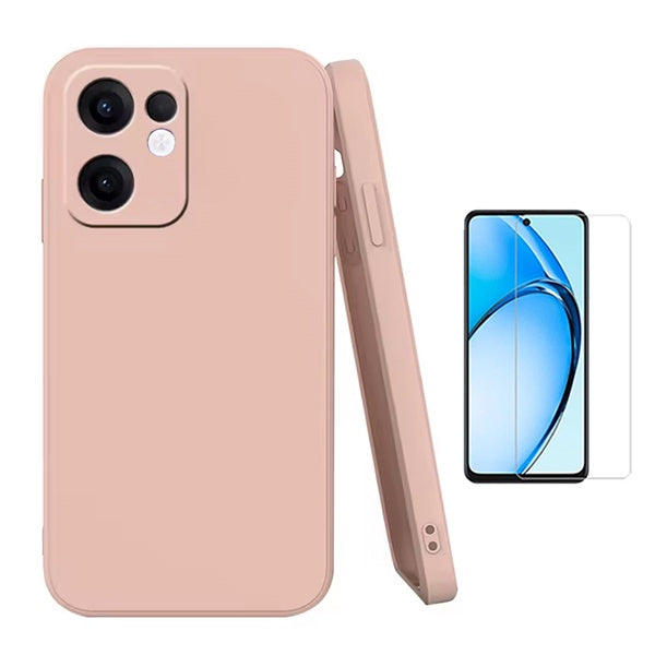 Kit Vidro Temperado Cleargorilasglass + Capa Proteção Silicone GIFT4ME Para Oppo Reno13 F - Rosa