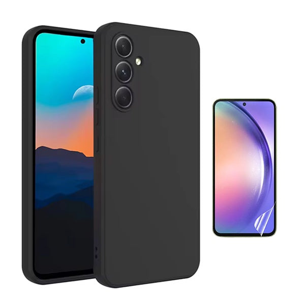 Kit Película Protectora de Hydrogel Frente + Capa Proteção Silicone GIFT4ME Para Samsung Galaxy A56 5G - Preto