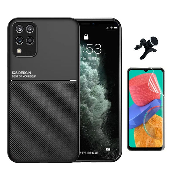 Kit Capa Traseira Magnética Anti Choque + Película Protectora de Hydrogel Frente + GIFT4ME Para Samsung M33 5G - Preto
