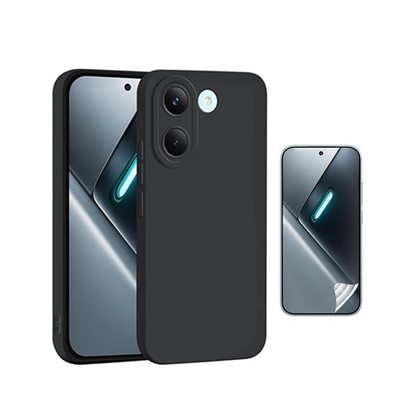 Kit Película Protectora de Hydrogel Frente + Capa Proteção Silicone GIFT4ME Para Xiaomi Poco X8 Pro - Preto