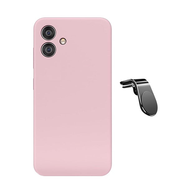 Kit Suporte de Carro Magnético L + Capa Proteção Silicone Gift4Me Para Samsung Galaxy A06 - Rosa