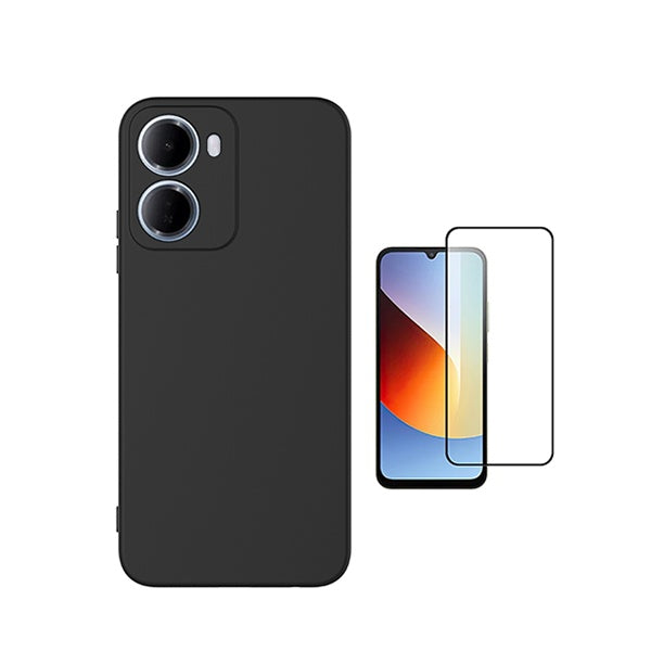 Kit Película de Vidro Temperado Gorilasglass + Capa Proteção Silicone GIFT4ME Para Xiaomi Redmi 15a 5G - Preto