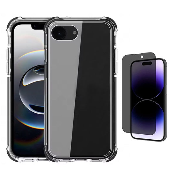 Kit Capa Super Proteção + Película de Vidro Temperado Privacidade GIFT4ME Para Apple iPhone 16e - Transparente