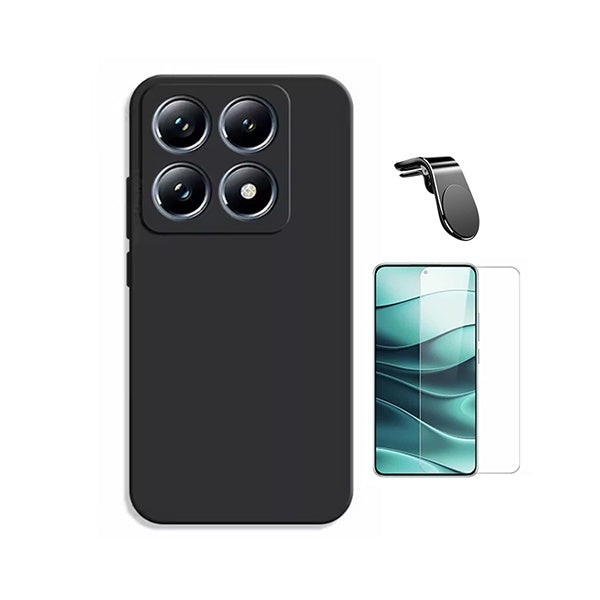 Kit Vidro Temperado Cleargorilasglass + Capa Proteção Silicone + Suporte Magnético L GIFT4ME Para Xiaomi 15T 5G - Preto