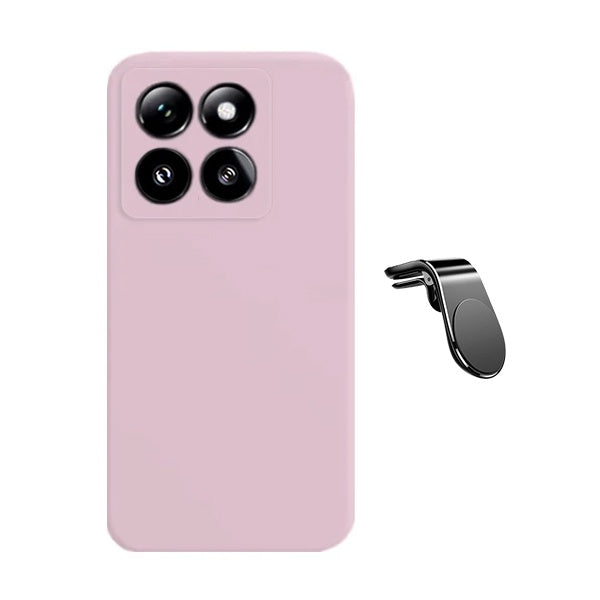 Kit Suporte de Carro Magnético L + Capa Proteção Silicone Gift4Me Para Xiaomi 15 - Rosa