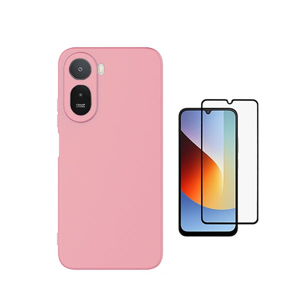 Kit Película de Vidro Temperado Gorilasglass + Capa Proteção Silicone GIFT4ME Para Xiaomi Redmi A7 Pro 4G - Rosa