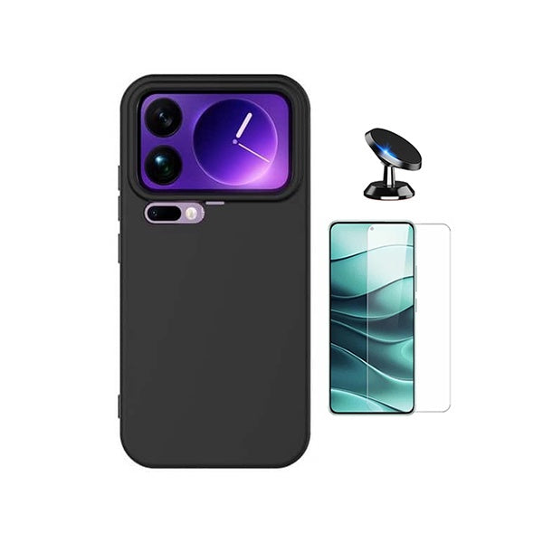 Kit Vidro Temperado Cleargorilasglass + Capa Proteção Silicone + Suporte de Carro GIFT4ME Para Xiaomi 17 Pro Max 5G - Preto