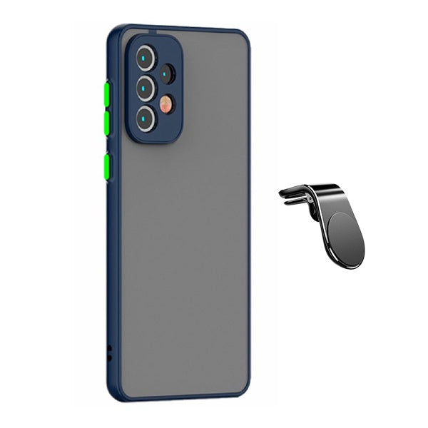 Kit Capa Traseira Proteção Camara + Suporte de Carro Magnético L Gift4Me Para Samsung Galaxy A13 5G - Azul