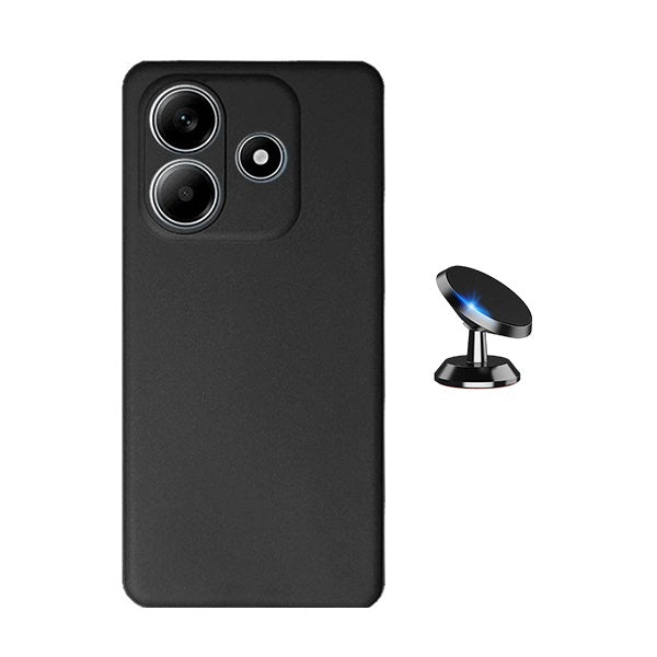 Kit Suporte Magnético + Capa Proteção Silicone Gift4Me Para Xiaomi Redmi Note 14 - Preto