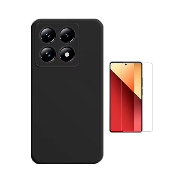 Kit Vidro Temperado Cleargorilasglass + Capa Proteção Silicone Gift4Me Para Xiaomi 14T - Preto
