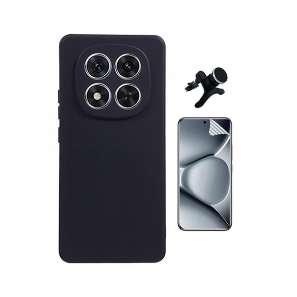 Kit Película Protectora de Hydrogel Frente + Capa Proteção Silicone + Suporte Reforçado de Carro GIFT4ME Para Xiaomi Poco M8 Pro 5G - Preto