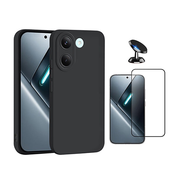 Kit Película de Vidro Temperado Gorilasglass + Capa Proteção Silicone + Suporte Magnético GIFT4ME Para Xiaomi Poco X8 Pro - Preto