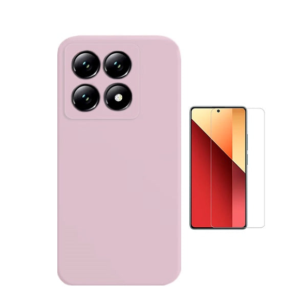 Kit Vidro Temperado Cleargorilasglass + Capa Proteção Silicone Gift4Me Para Xiaomi 14T - Rosa