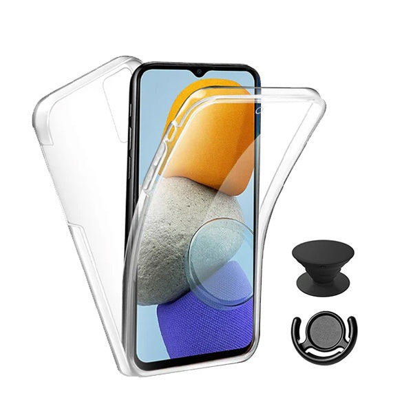 Kit Capa 360° Proteção Frente e Verso + 1 Handholder + 1 Suporte Handholder Preto Gift4Me Para Xiaomi Redmi 9T - Transparente/Preto
