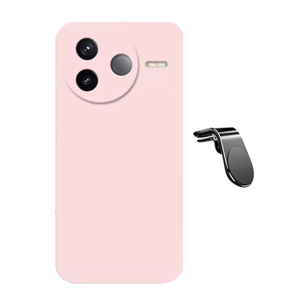 Kit Suporte de Carro Magnético L + Capa Proteção Silicone GIFT4ME Para Xiaomi Poco F7 Ultra - Rosa
