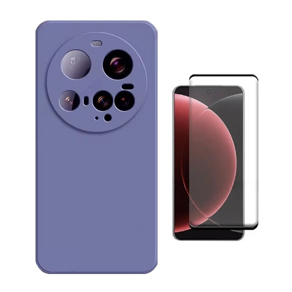 Kit Película de Vidro Temperado Gorilasglass Curvado + Capa Proteção Silicone GIFT4ME Para Xiaomi 15 Ultra - Roxo