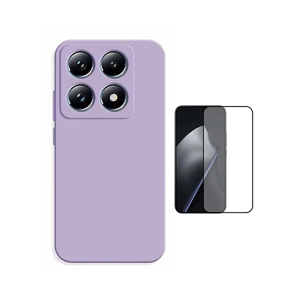 Kit Película de Vidro Temperado Gorilasglass + Capa Proteção Silicone GIFT4ME Para Xiaomi 15T 5G - Roxo