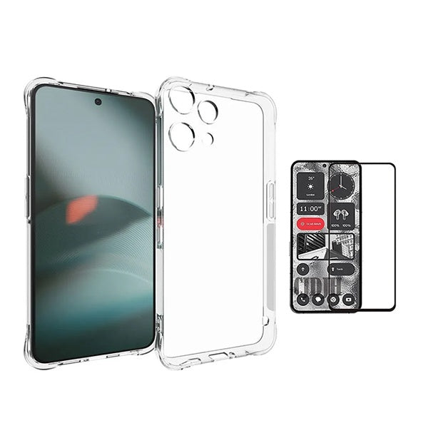 Kit Capa Super Proteção + Película de Vidro Temperado Gorilasglass GIFT4ME Para Nothing Phone (3a) Lite - Transparente