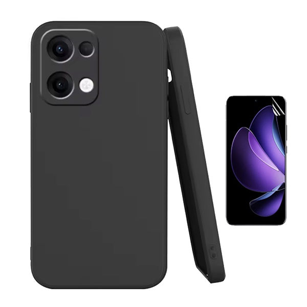 Kit Película Protectora de Hydrogel Frente + Capa Proteção Silicone GIFT4ME Para Oppo Reno13 - Preto